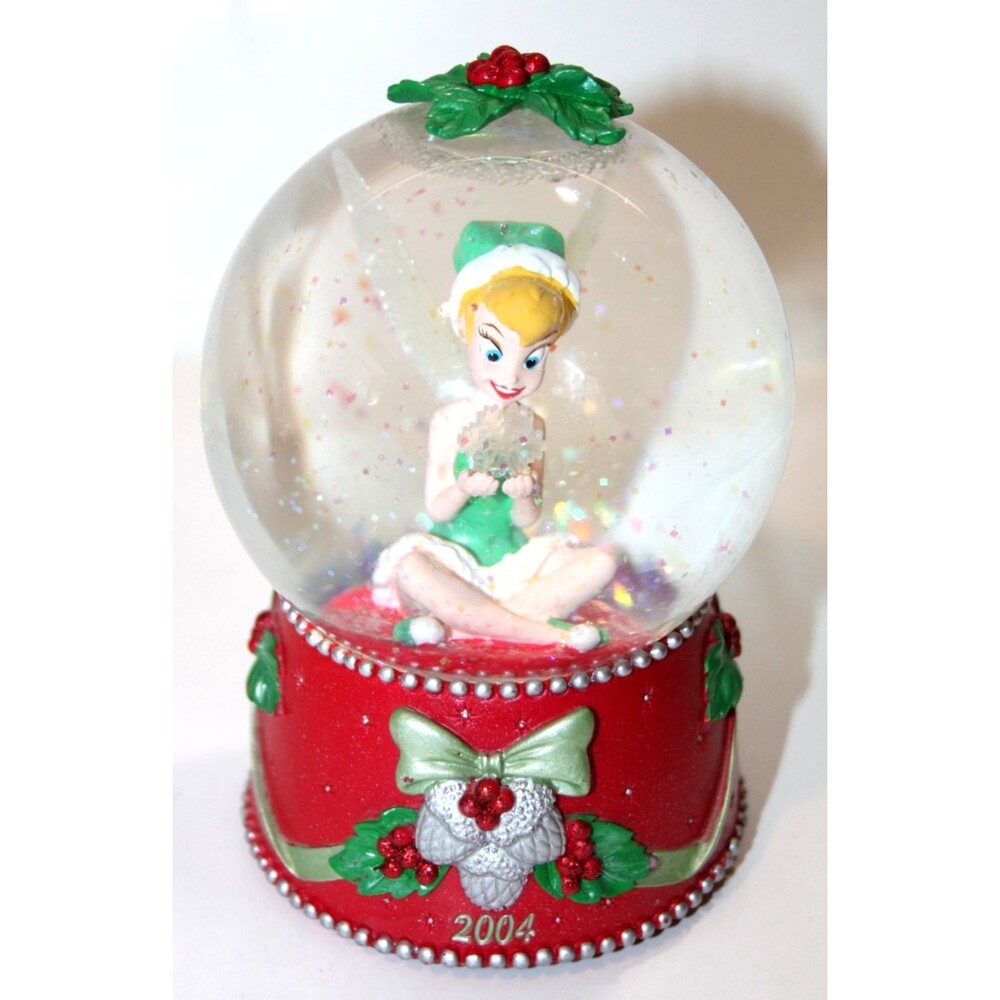 Disney Store Exclusive Tinker Bell Lighted Snow Globe Christmas Holiday Flaw